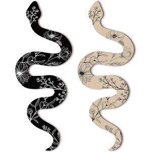 Set of 2 Earthy Room Decor Wall Art Boho Witchy Wooden Snake Decor Natural Aesth